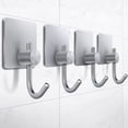 thumbnail image 1 of Nvzi Gancho adhesivo de acero inoxidable 304 sin agujeros de 4 piezas, gancho de acero inoxidable, gancho de baño de cocina, gancho de baño, gancho de toalla (plata, gancho de punta larga), 1 of 5