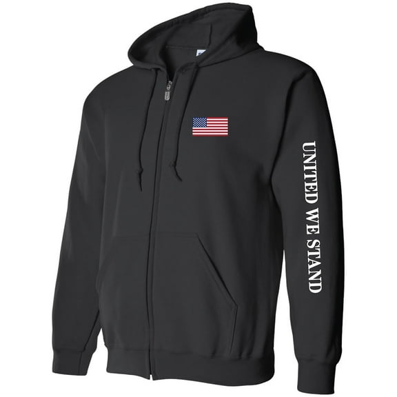 United We Stand White Sleeve Print Full-Zip Hooded Sweatshirt