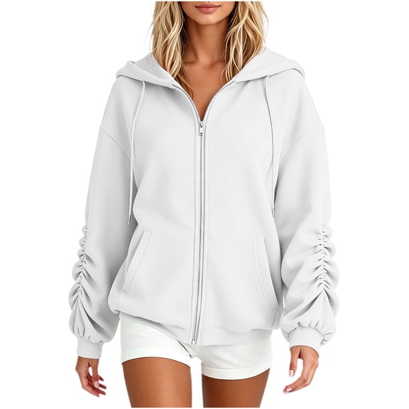 BUIGTTKLOP Zip up Sweatshirt Women 2026 Casual Long Sleeve Zipper Hoodies Fall Oversized Track Jackets with Pockets