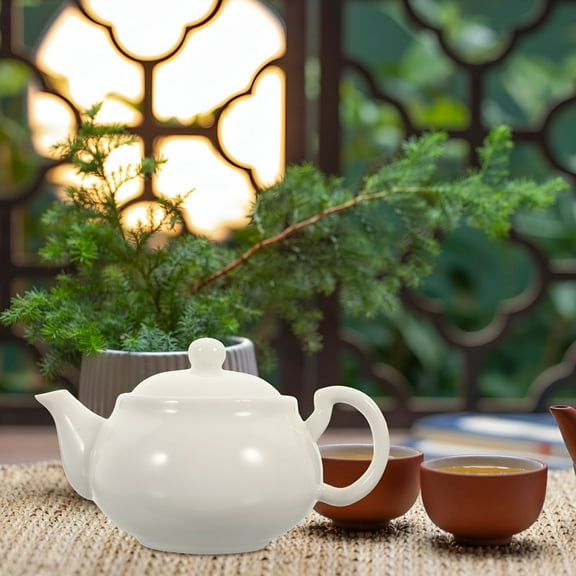 ACDANC Teapot Porcelain Tea Pot with Lid for Loose Leaf Tea or Bags White (5.12X3.35X2.76Inch)
