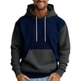 thumbnail image 2 of QHRMKOG Men Hoodies Loose Fit Color Block Hooded Sweatshirrt Casual Long Sleeve Drawstring Pullover Hoodies Winter Warm Tops with Pockets Gray M, 2 of 5