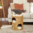 thumbnail image 2 of 2-Storey Cat Condo Barrel, Small Cat Tree Tower with Cushions, Light Brown, 2 of 10