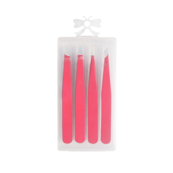 Fiudx Pinzas de Acero Inoxidable, Juego de 4 Pinzas de Precisión, Diseño Ergonómico para Mayor Comodidad, Material Resistente a La Oxidación, Ideal para Depilación de Cejas, Aplicación de Pestañas Po