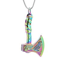 Thor Axe Urn Necklace for Ashes for Women Men Viking Axe Memorial Pendant Urn Necklace for Loved One Ashes Holder