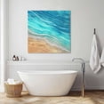 thumbnail image 4 of Abstract Turquoise Canvas Wall Art, Ocean Beach Waves Lines Gradient Framed Wall Decor Modern Artwork Prints Painting for Living Room, Bedroom, Kitchen & Cafe Decor 16x16 Inch, 4 of 9