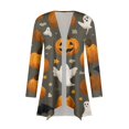 thumbnail image 6 of WTOBBY Women's Fashion Casual Halloween Printed Mid-Length Cardigan Jacket Asymmetrical Hem Cover Up Long Sleeve Open Front Lightweight Top,Dark Gray 4XL, 6 of 6