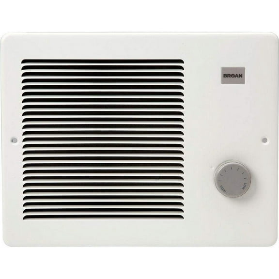 Broan-NuTone Wall Heater White 1500W Electric 1 Speed Adjustable Thermostat Space Heater