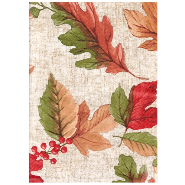 Autumn Leaf Vinyl Tablecloth Flannel Backed Rustic Falling Leaves