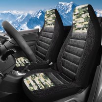 Uorisanigo Car Seat Covers Front Seats 2 Packs, Fluffy Faux Leather Camo Print Seat Covers for Cars SUV Pick-up Truck Sedan Auto Interior Cover Seats Protectors, Car Accessories Decor