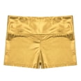thumbnail image 5 of Alvivi Women Shiny Metallic Biker Shorts Latex Low Rise Booty Shorts Dance Bottoms Underwear Gold S, 5 of 6