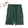 thumbnail image 2 of Lenpel Women's Pajama Shorts Plus Size Elastic High Waisted Knee Length Sleep Shorts Soft Comfy Lounge Shorts with Pockets(Green,XX-Large), 2 of 7