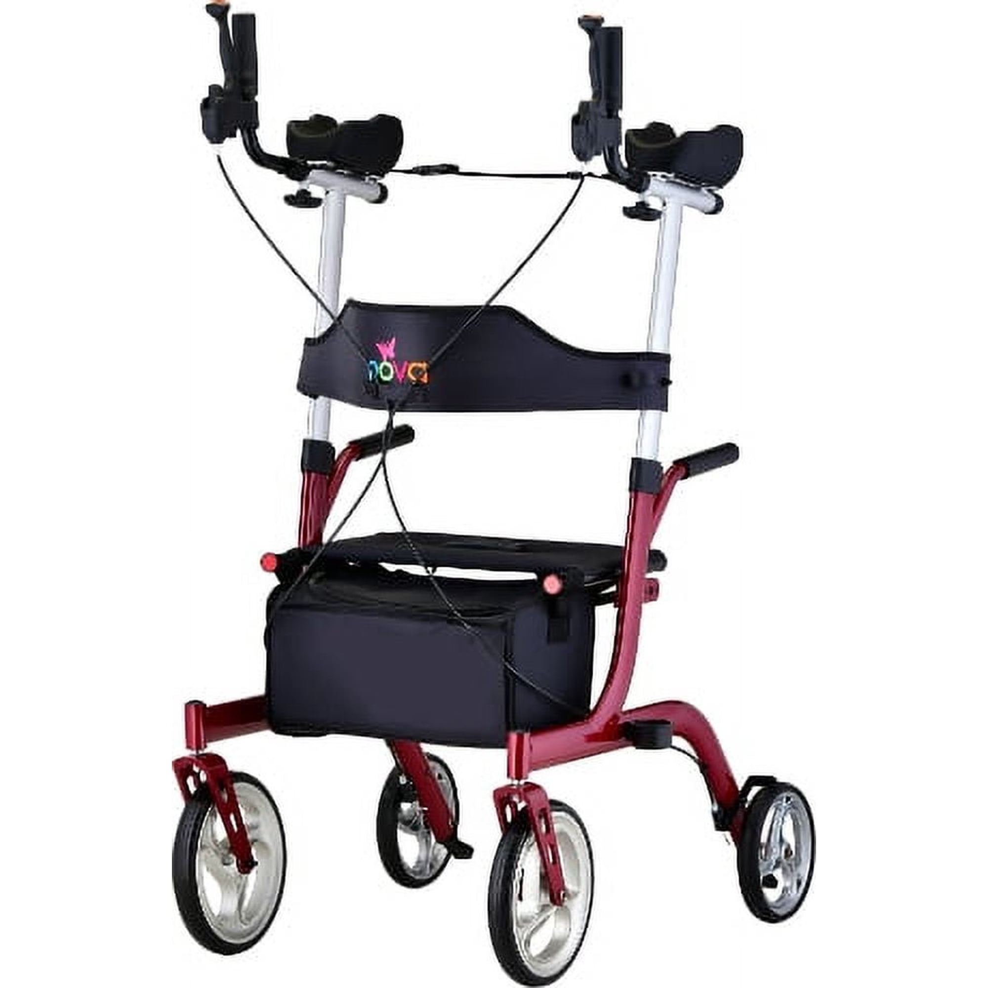 Nova Medical Phoenix Rise UP Rollator - Upright Rolling Walker - Red