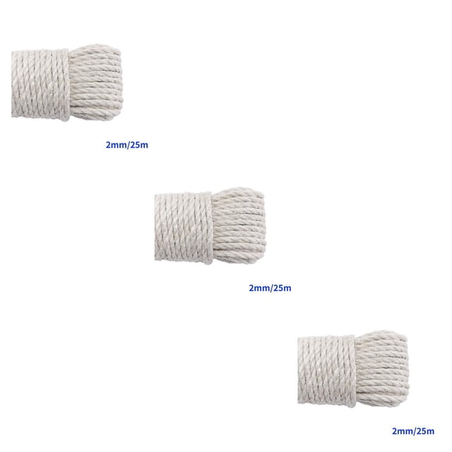 tredstone Color Rope Roll Twine String Cord DIY Handmade String Accessories Craft Scrapbooking Making Tool White 2mm x 25m 3Set