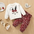thumbnail image 3 of Mercatoo Toddler Kids Girls Easter Long Sleeve Bowknot Sweatshirt Tops Flower Print Pants Outfits Set 2PCS Suits for Girls, 3 of 8