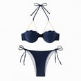 thumbnail image 4 of NOLDARES Womens High Waisted Bikini Tummy Control 2 Piece Bathing Suit Modest Two Piece Swimsuit(Blue,L), 4 of 9