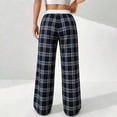 thumbnail image 6 of Iyufng Plus Size Women Checkered Wide Leg Pants Summer Elastic Waistband Casual Trousers, 6 of 7