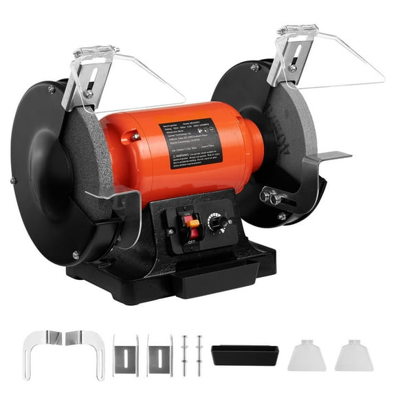 KFFKFF 8-Inch Variable Speed Bench Grinder, 2000-3450RPM Table Grinder with 550W Induction Motor, 36/60-Grit Grinding Wheels & Adjustable Eye Shield for Sharpening and Grinding Tasks