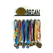 Custom Personalized Name Football Team Player Sports Medal Holder, Awards Display Organizer Hanger Rack with Hooks for 60+ Medals, Ribbons, Sports Of A Kind Made To Order With Your Name On It.