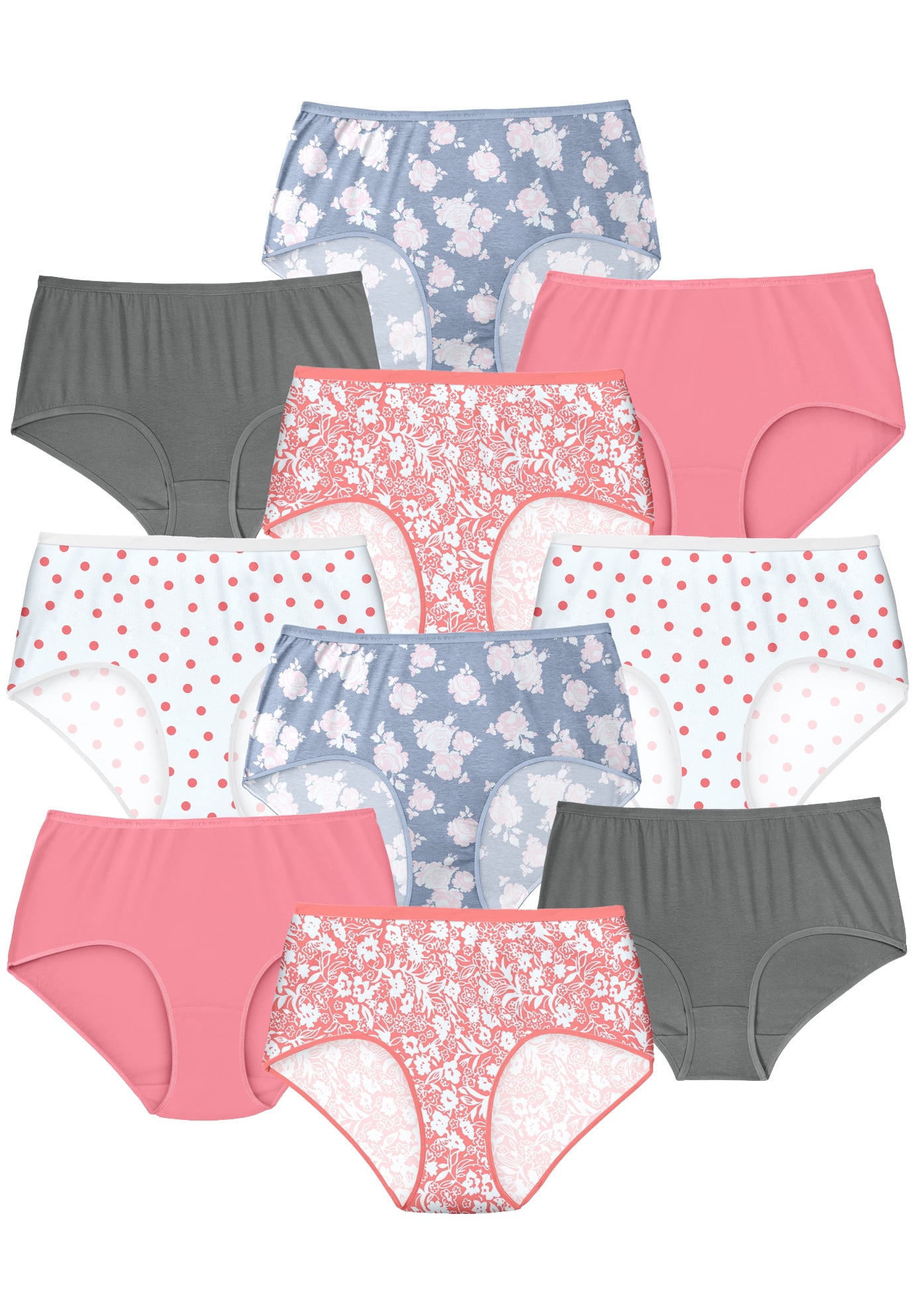 Comfort Choice Women's Plus Size Cotton Brief 10-Pack Underwear - Walmart.com