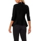 thumbnail image 3 of CHAQUETA BLAZER CLÁSICA ABIERTO INSPIRAR CHIC PARA MUJER CON COLLAR DRAPEADO Y MANGAS 3/4 CON VOLANTES, EXTERIORES, TAMAÑO L, NEGRO, 3 of 6