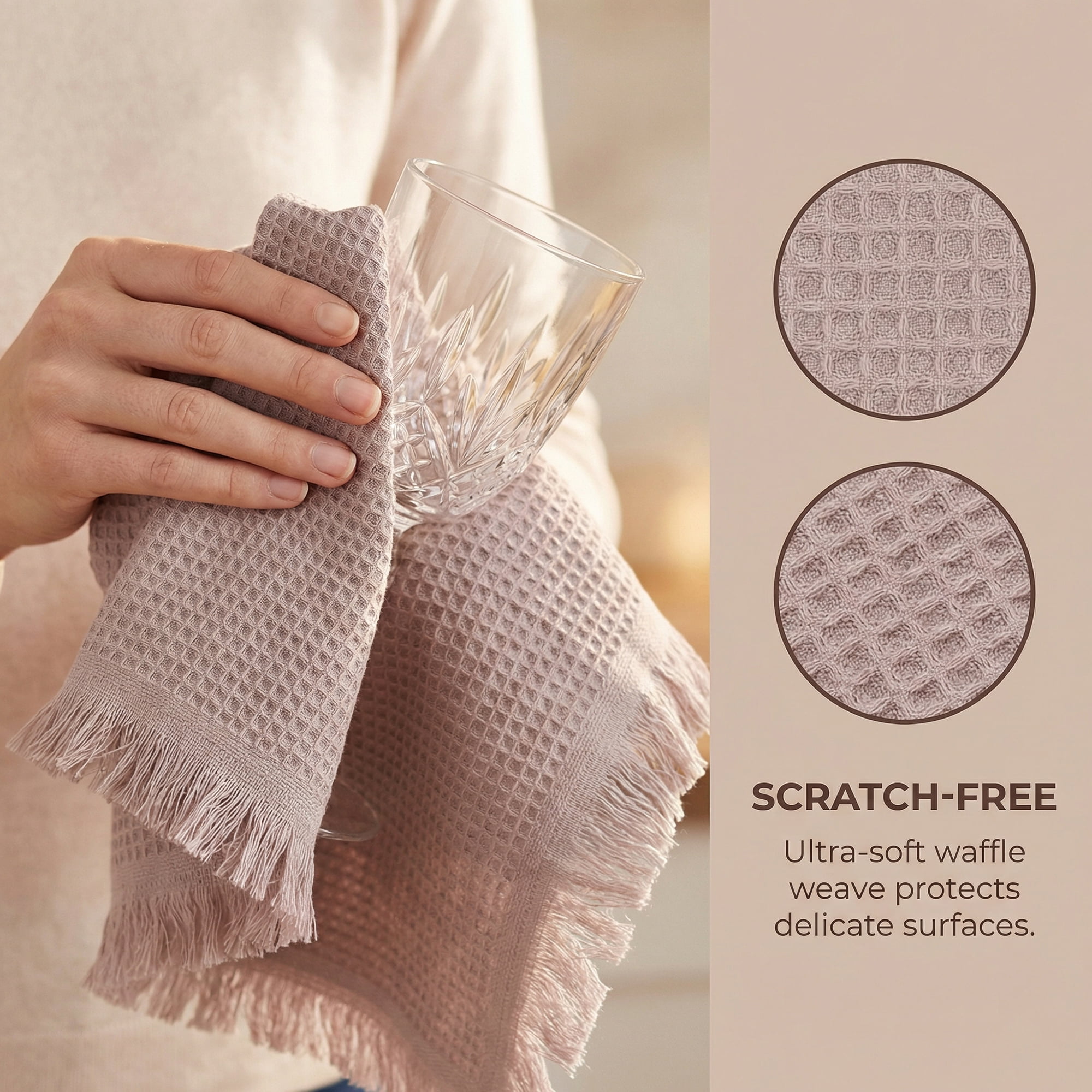 Unique Bargains Cotton Waffle Weave Cleaning Cloths 6 Pack Coffee/Dark Grey 14" x 14"