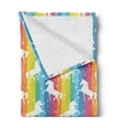 thumbnail image 2 of Unicorn Soft Flannel Fleece Blanket, Magic Ideas Theme Colorful Stripes Composition with Horses of Imaginary World Print, Cozy Plush for Indoor and Outdoor Use, 50" x 60", Multicolor, by Ambesonne, 2 of 5