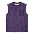 thumbnail image 4 of FINALGANG Mens Solid Color Crew Neck Texture Bust Pocket Sleeveless Loose Fit Vintage Soft Summer Street Daily Casual Pullover Tank Tops Versatile Top M, 4 of 4