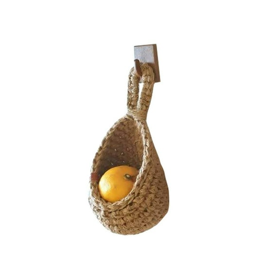 Hanging Fruit Basket - Free Up Countertop - Wicker Vegetable Storage and Fruit Organizer - Saves Space - Macrame Hanging Baskets for Kitchen with Banana Holder