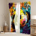 thumbnail image 3 of Homewish Kids Teenagers Sport Soccer Print Black Out Curtains,Abstract Football Gamer Curtains Pack of 2 (42x63 Each),Watercolor Graffiti Splash Bedroom Curtains,Ultra Soft Home Decor, 3 of 6