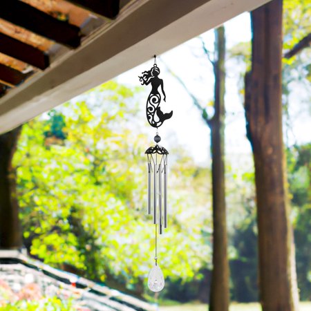 ICE ARMOR 25" Long Metal Black Mermaid Silhouette Wind Chime