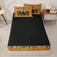 thumbnail image 4 of Homewish Camping Life Tent Zipper Twin Comforter Sets with Fitted Sheet and 2 Pillowcases, Wood Grain Moon Star Zipper Bedding Set for Men and Women, Black Reversible, 4 Pieces, 4 of 6