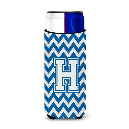 

Carolines Treasures CJ1045-HMUK Letter H Chevron Blue and White Ultra Beverage Insulators for slim cans Slim Can