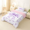 thumbnail image 2 of Erosebridal Girls Fashion Ribbon Twin Comforter Sets, Purple Bow Bedding Set, Pink Reversible, 2-Piece, 2 of 6