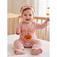 thumbnail image 5 of RUINIXCW Newborn Baby Girl My First Halloween Fall Winter Clothes Infant Baby Girls Waffled Romper Pumpkin Embroidery Long Sleeve Jumpsuit with Headband, 5 of 9