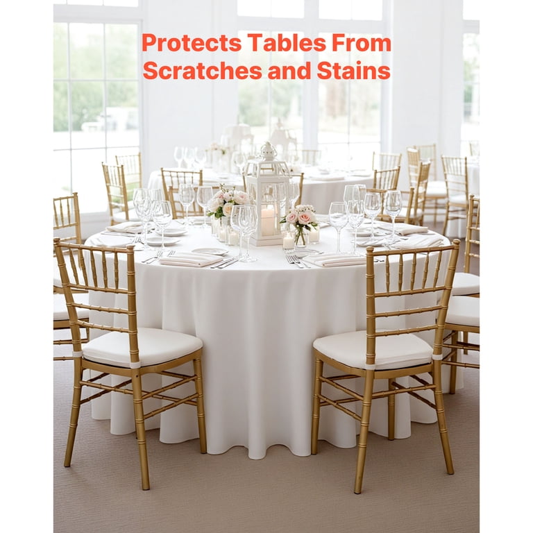 KFFKFF White Round Tablecloths, 120 In Diameter, 6 Pack photo 2