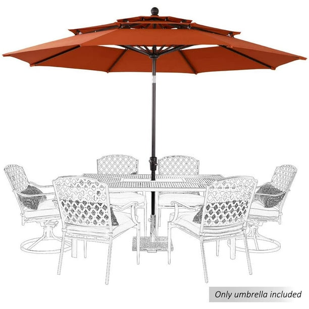 Mf Studio 10 Orange Red Round Market Patio Umbrella Walmart Com Walmart Com