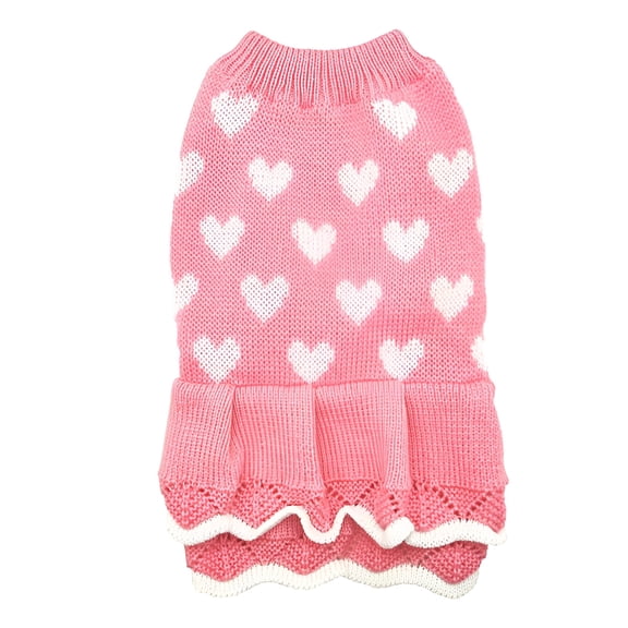 TELOLY 1Pcs Dog Dress,Polyester Dog Sweaters for Large Dogs,Puppy Clothes,Pink,Xl