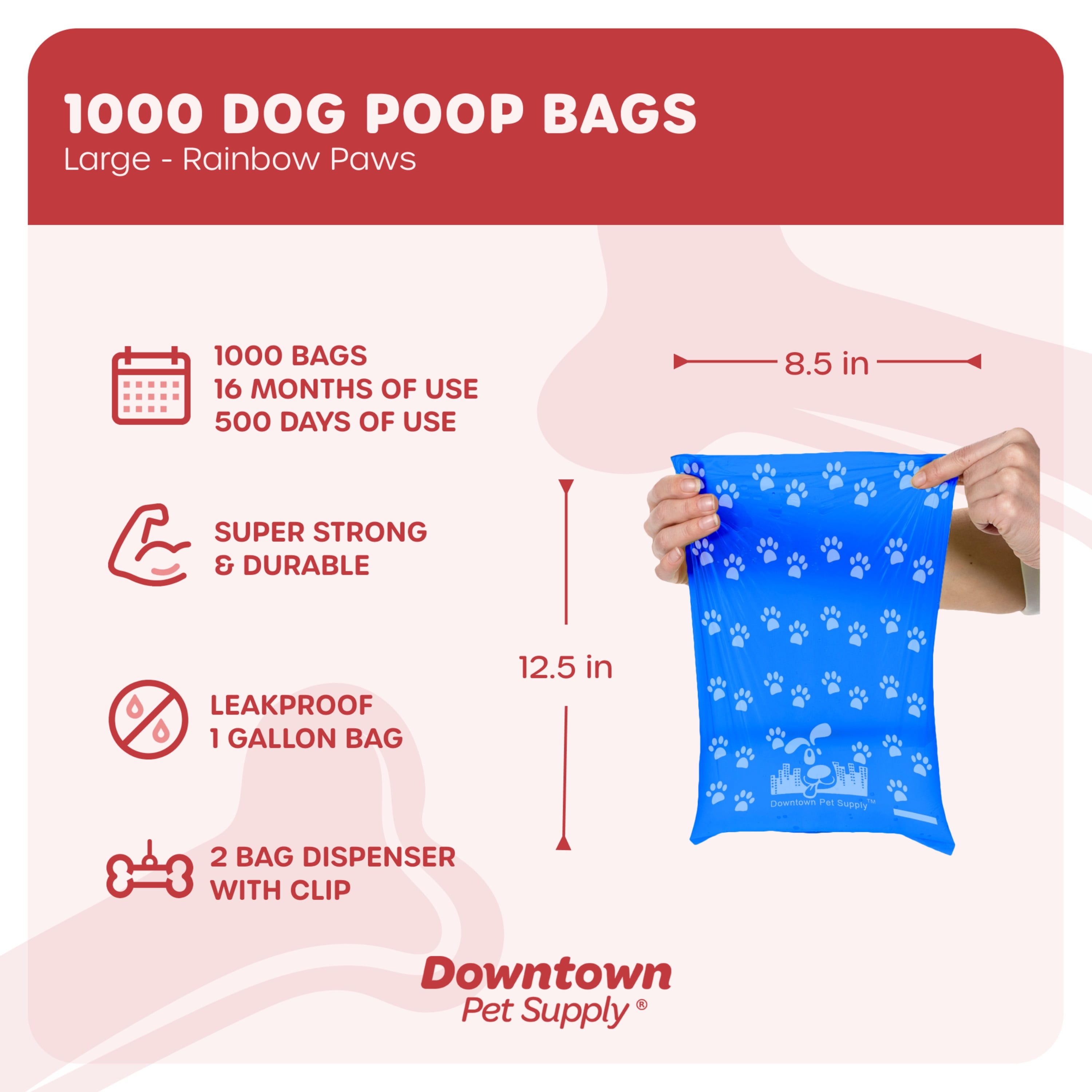 Large size top dog poop bags