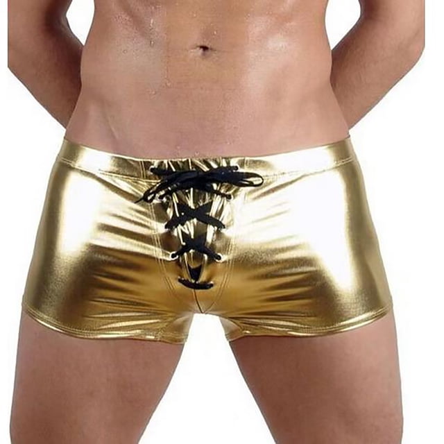 ylioge Mens Boxer Briefs Trendy Low Rise Drawstring Underwear Casual Solid Slim Stretchy Comfort Shiny Dancing Workout Underpants