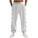 thumbnail image 2 of Pantalones largos de moda para hombre, casuales, de color sólido, con botones, cintura elástica, rectos, con pierna de cuerno, pantalones largos de poliéster para hombre., 2 of 7