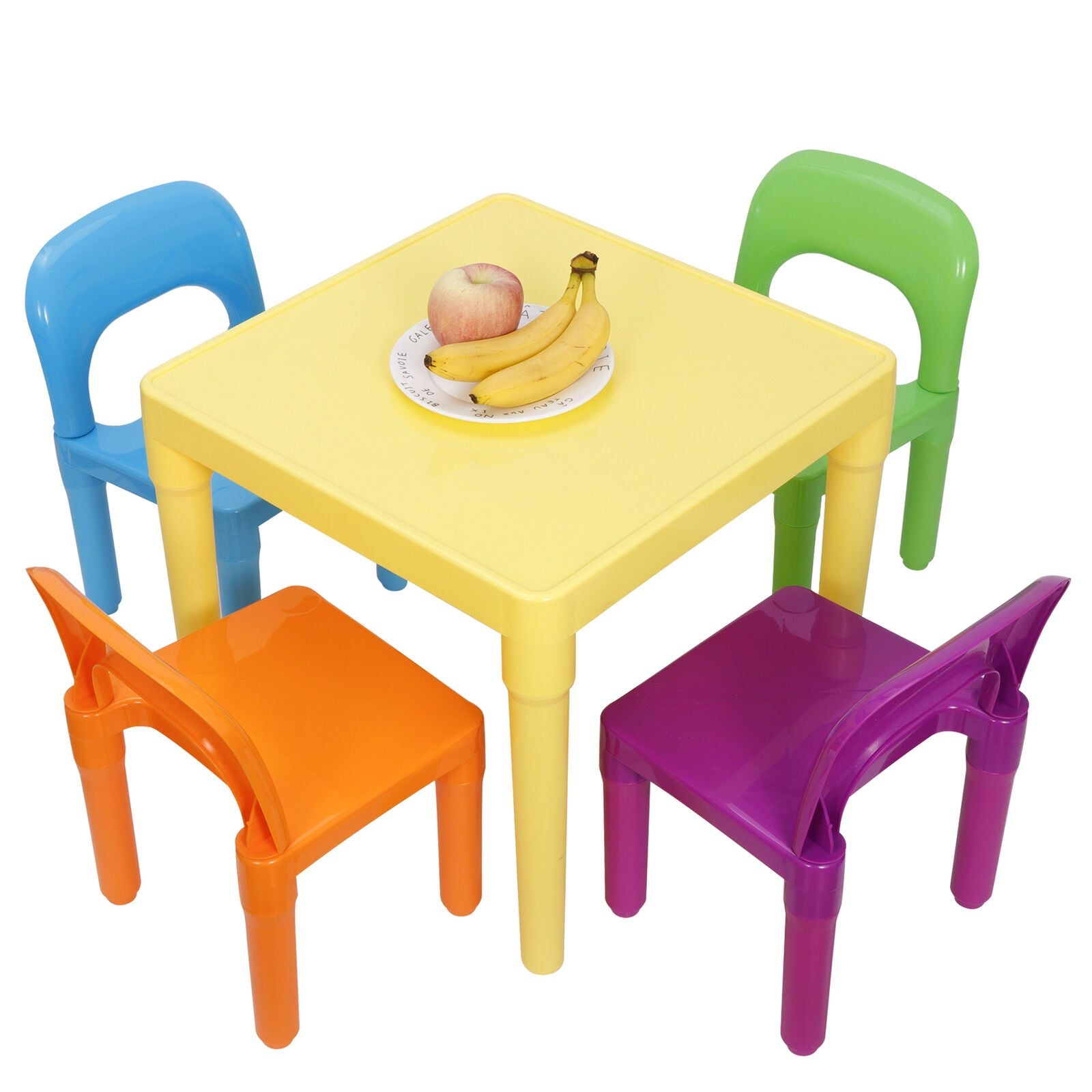 Favory Kids Table and 4 Chair Set, Yellow Table with Chairs - Sturdy Toddler Activity Table for Playtime, Arts, Crafts, Reading, and More - 5-Piece Children’s Furniture for Daycare Playroom