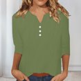 thumbnail image 7 of vigerkar Women's Casual 3/4 Sleeve T Shirts Button V Neck Basic Tee Tops Loose Fit Summer Shirt Beach Vacation Outfits AG, XL, 7 of 7