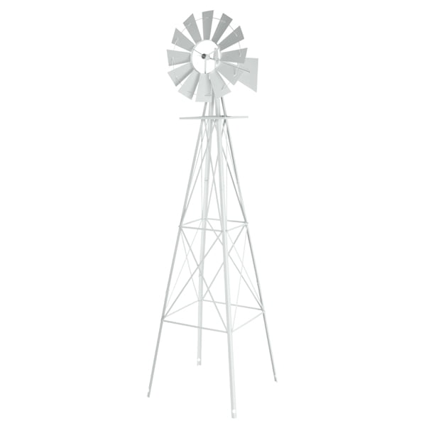8FT Weather Resistant Yard Garden Windmill White