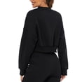 thumbnail image 3 of Lovskoo Women's Cropped Sweatshirt Fall Winter Fleece Thick Warm Trendy Long Sleeve Comfortable Breathable Hooded Sweatshirts Shirt Tops Black, 3 of 7