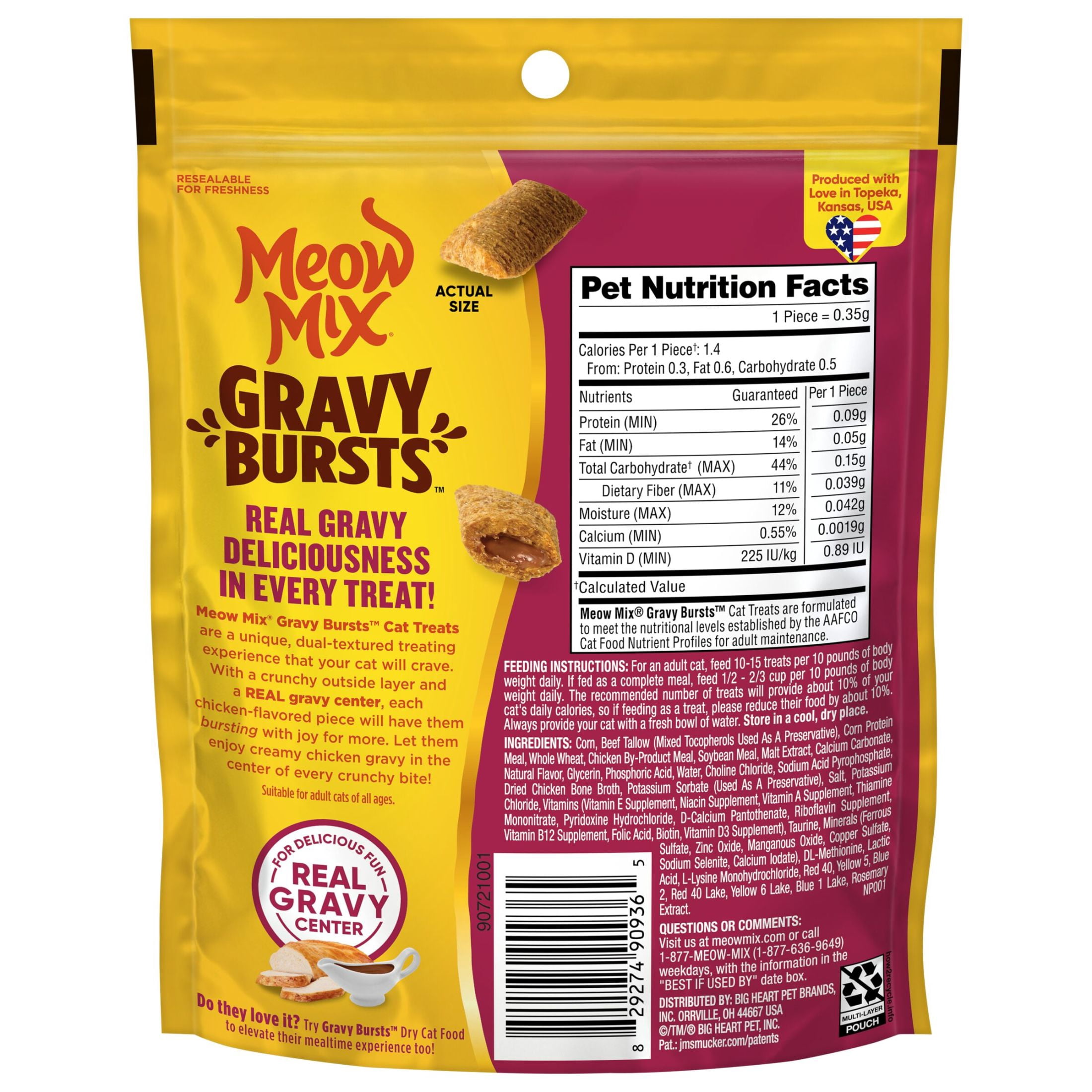 (5 pack) Meow Mix Gravy Bursts Chicken Flavored Cat Treats, 2.7 Ounce Bag