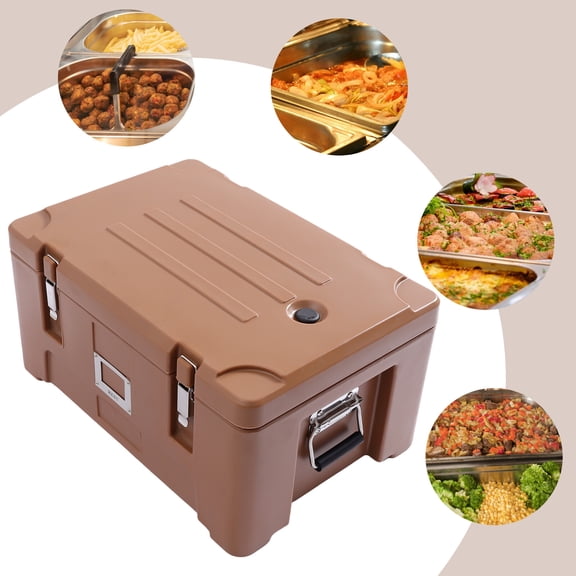 24.8*17.7*12.2in Catering Food Warmer Box Brown Stainless Steel Insulated Food Pan Carrier Hot Boxes