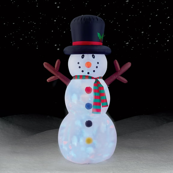 8 Ft Lighted Airblown - Snowman With Disco Lights