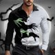 thumbnail image 1 of Camisa de hombre informal de calle para exteriores para uso diario otoño e invierno manga larga estampada en 3D color negro talla grande cómoda, 1 of 6