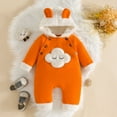 thumbnail image 2 of Gibobby Newborn Baby Bear Outfit Suit with Fold-Over Mittens Footies Girls Boys Winter Fleece Clothes Hooded Romper Snowsuit(Orange,6-9 Months), 2 of 9
