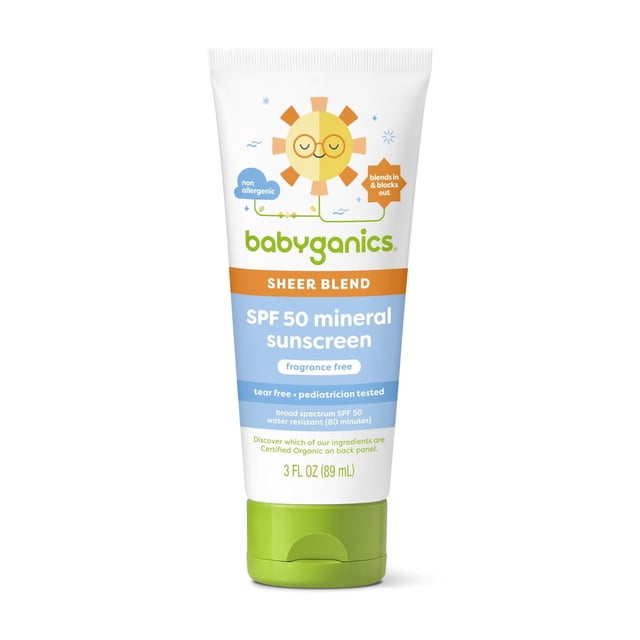 Loción solar BabyGanics SPF 50 mineral de acabado ligero 90 ml